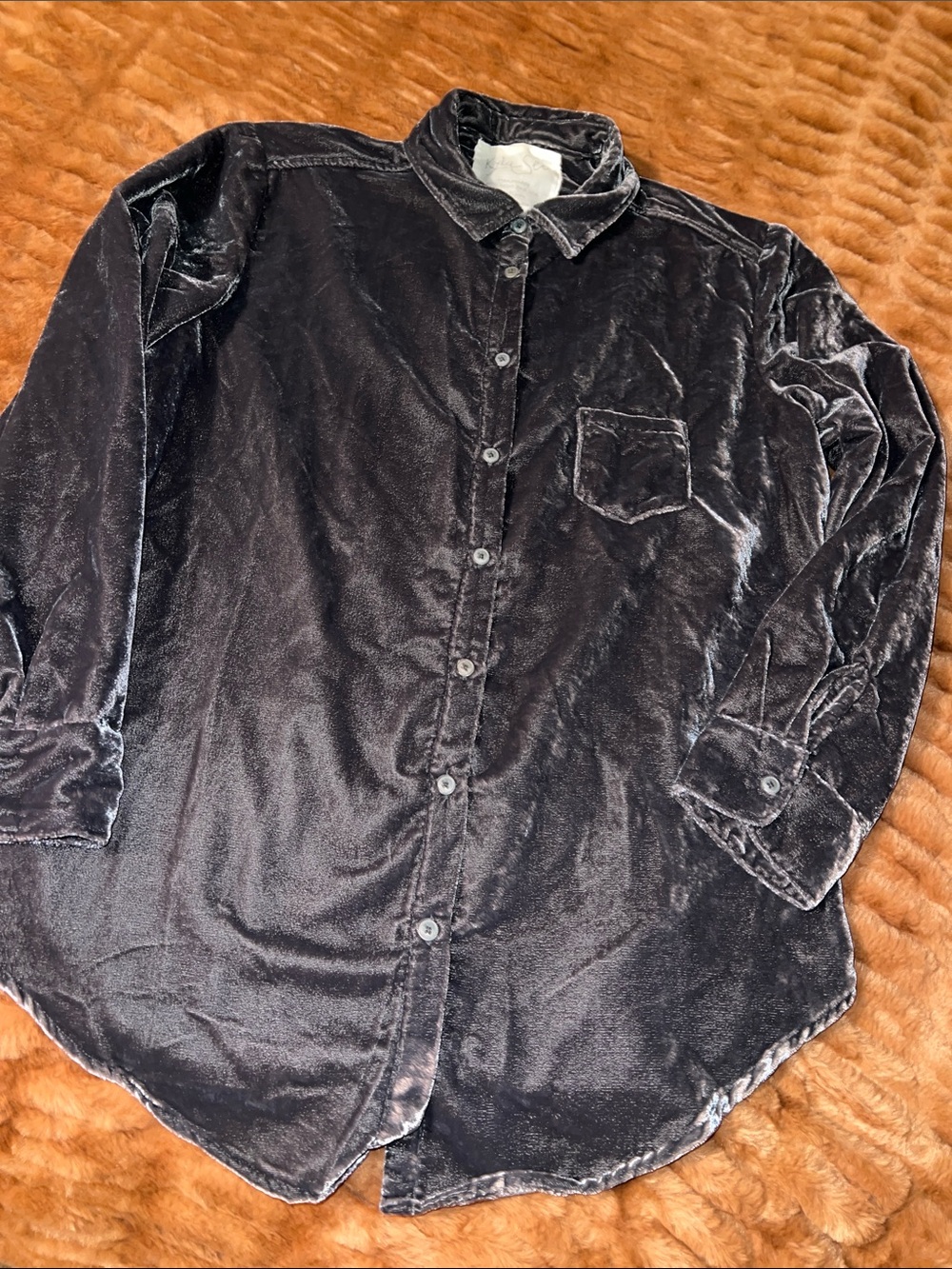 Velvet Button-Down Shirt - Black